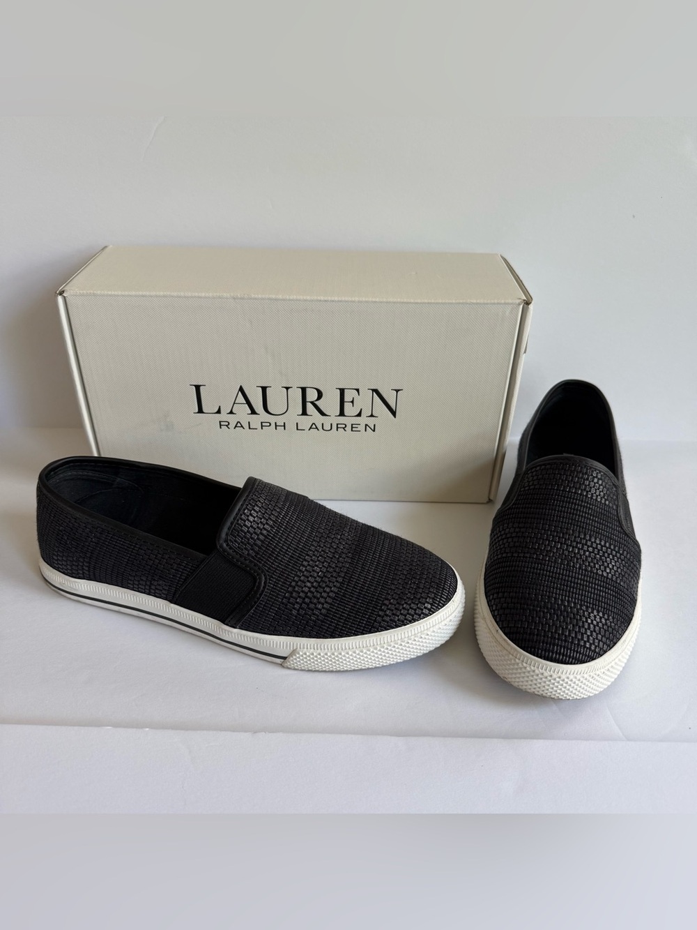 Lauren Ralph Lauren Women's Jinny Slip On Sneakers Black 6.5B in Original Box